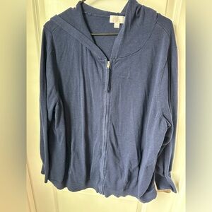 Belle by Kim Gravel Sweater zip. Navy blue, worn once and washed. Size 3xl